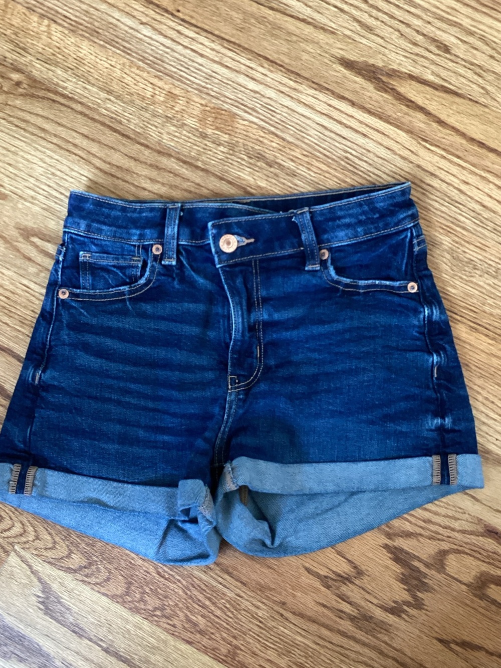 American Eagle Outfitters Dark Blue Cuffed Denim Shorts